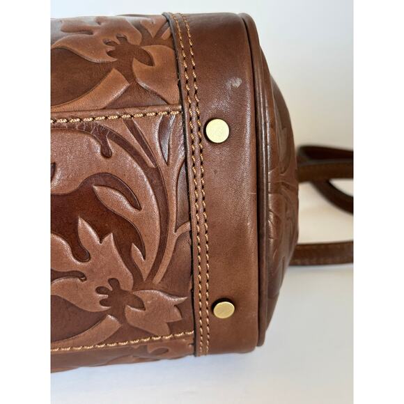 Gianni Conti Genuine Italian Leather Bag Doctor's Metal Frame Floral Design - Picture 13 of 14